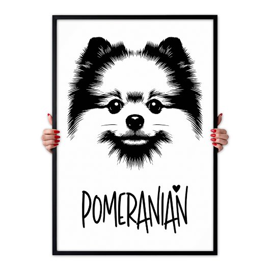 Poster Pomeranian Pop Art Black & White Chic Aesthetic