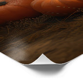 Poster Poméranien Chiot Automne Citrouille délice (Coin)