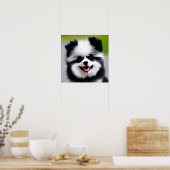 Poster Poméranien noir et blanc (Cuisine)