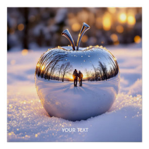 Poster Pomme à neige d'hiver mignonne Imaginaire