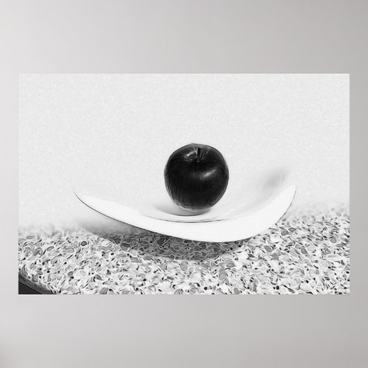 Poster Pomme aux teintes grises (Devant)