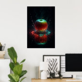 Poster Pomme colorée en anneaux d'énergie géométrique (Bureau à domicile)