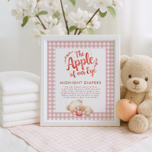 Poster Pomme de l'oeil En vichy minuit Baby shower couche