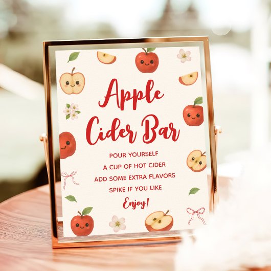 Poster Pomme de ma Baby shower oculaire Apple Cider Bar