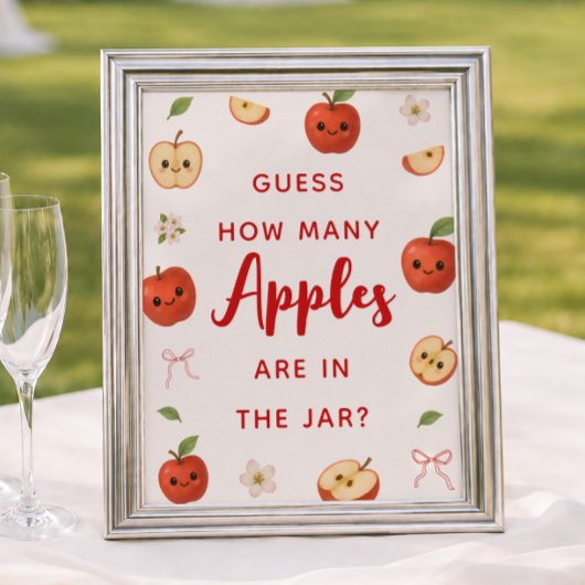 Poster Pomme de Mon Oeil Baby Shower Devinez Combien de P