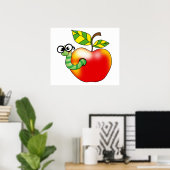 Poster Pomme et ver, retour à l'école (Bureau à domicile)
