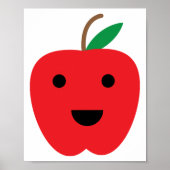 Poster Pomme Kawaii Fruit rouge mignon (Devant)