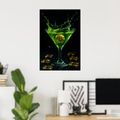 Poster Pomme Martini verre avec Bitcoin flottant Art (Bureau à domicile)