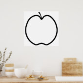 Poster Pomme noire et blanche. (Cuisine)