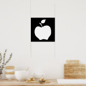 Poster Pomme noire et blanche (Cuisine)