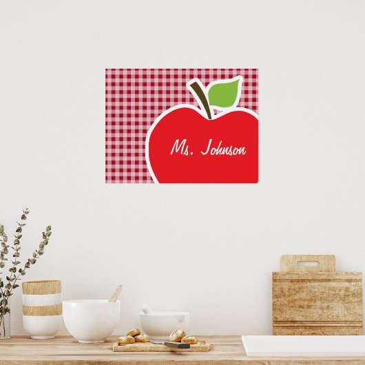 Poster Pomme sur Carmine Red En vichy (Cuisine)
