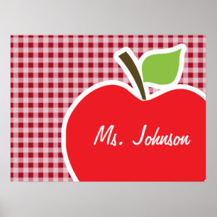 Poster Pomme sur Carmine Red En vichy