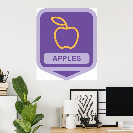 Poster Pomme violette Badge Conception Fruit Lover (Bureau à domicile)
