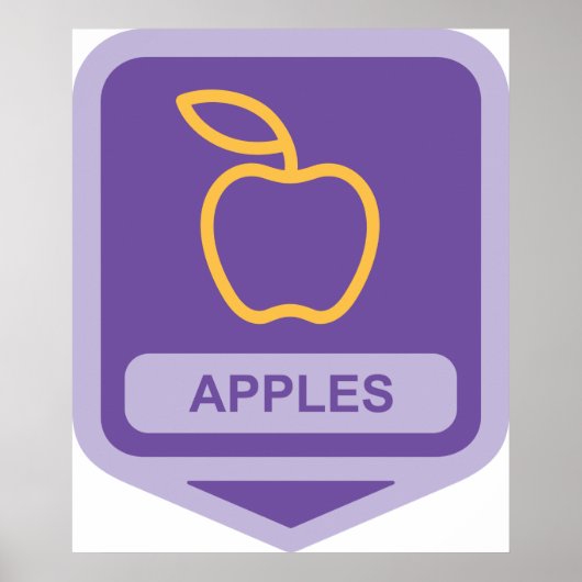 Poster Pomme violette Badge Conception Fruit Lover (Devant)