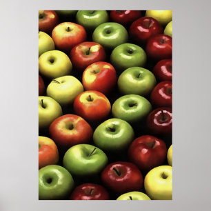 Poster Pommes artistiques rouges et vertes affichées