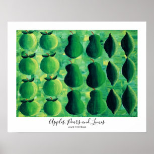 Poster Pommes poires et Limes peinture
