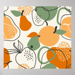 Poster Pommes, poires : motif vintage sans soudure.