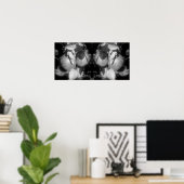 Poster Pommes Sur Arbre Noir Et Blanc Miroir Abstrait (Bureau à domicile)