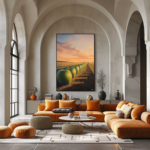 Poster Pommes surréalistes Dreamscape dans les champs Twi