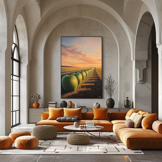 Poster Pommes surréalistes Dreamscape dans les champs Twi