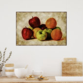 Poster Pommes vintages et Oranges (Cuisine)