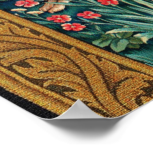 POSTER POMONA TENANT DES FRUITS EN VERDURE, ANIMAUX FORES (Coin)