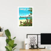 Poster Pompano Beach Floride vintage (Bureau à domicile)