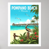 Poster Pompano Beach Floride vintage (Devant)