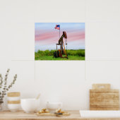 Poster Pompe à huile avec drapeau américain (Cuisine)
