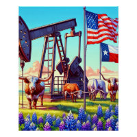 Pompe à huile et bovins Longhorn au Texas