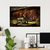 Poster Pompe rustique à eau et étable (Bureau à domicile)