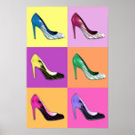 Poster Pompes Stiletto Pop Art / Chaussures / Talons<br><div class="desc">Poster dans une "Glorification de la Stiletto" : Dessin de l'art pop de la pompe à stiletto bien-aimée</div>