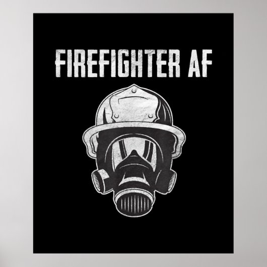 Poster Pompier AF | Masque gaz | Funny Firefighter (Devant)