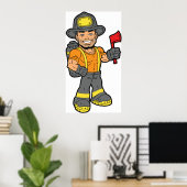 Poster Pompier Avec Un Axe (Bureau à domicile)
