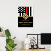 Poster Pompier Diplôme Rouge Drapeau Accueil (Bureau à domicile)