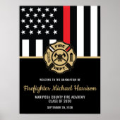 Poster Pompier Diplôme Rouge Drapeau Accueil (Devant)