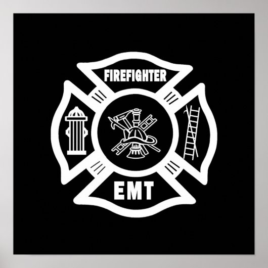 Poster Pompier EMT White (Devant)