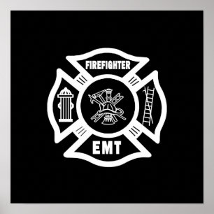 Poster Pompier EMT White