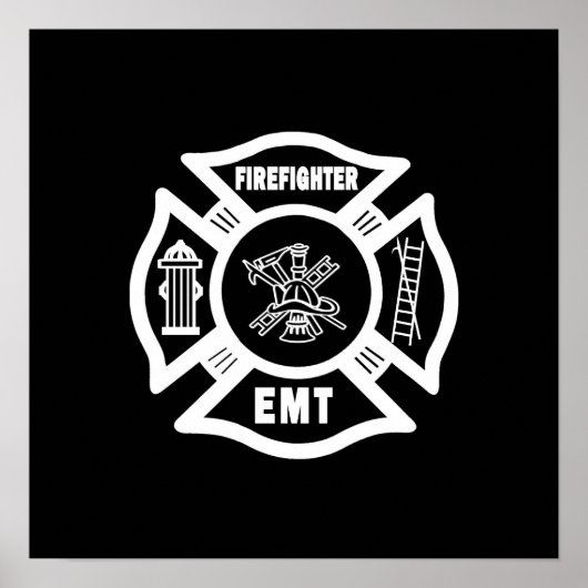 Poster Pompier EMT White (Devant)