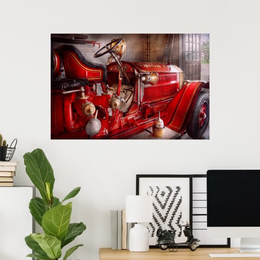 Poster Pompier - En attente d'un appel (Bureau à domicile)