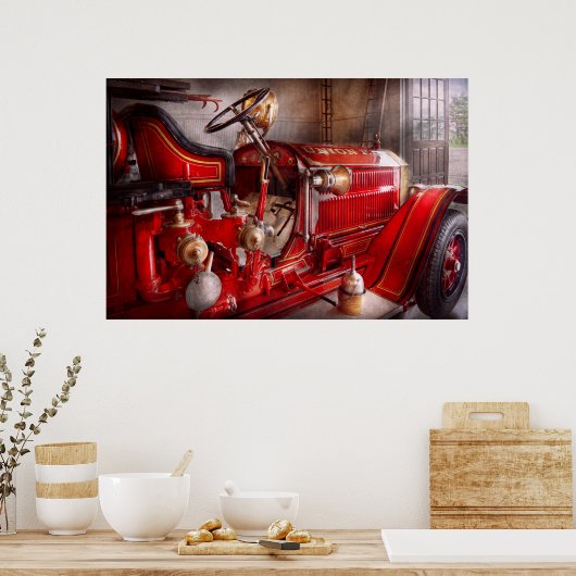 Poster Pompier - En attente d'un appel (Cuisine)