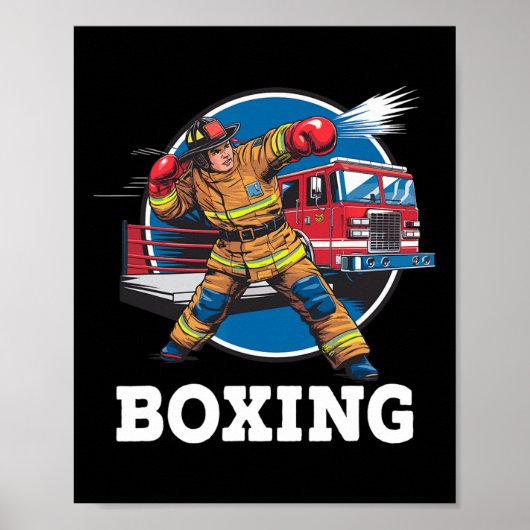 Poster Pompier Jouer Boxe Pompier Sport (Devant)