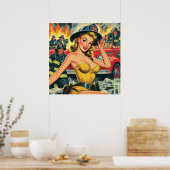 Poster Pompier Pin-up (Cuisine)