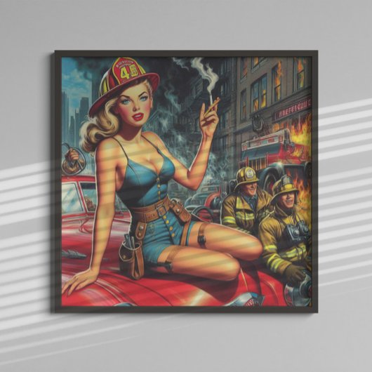 Poster Pompier Pin-up