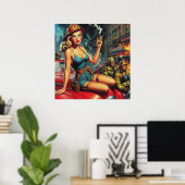 Poster Pompier Pin-up (Bureau à domicile)