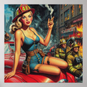 Poster Pompier Pin-up (Devant)
