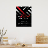 Poster Pompier Retraite Ligne Rouge Drapeau Bienvenue (Cuisine)