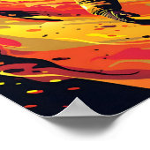 Poster Pompier vectoriel avec Arrière - plan Flames (Coin)