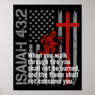 Poster Pompier Verset de la Bible sur la foi chrétienne D