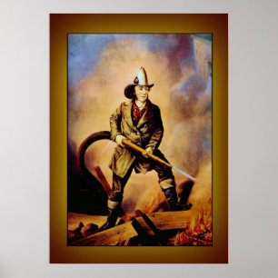 Poster Pompier victorien "Le pompier américain"
